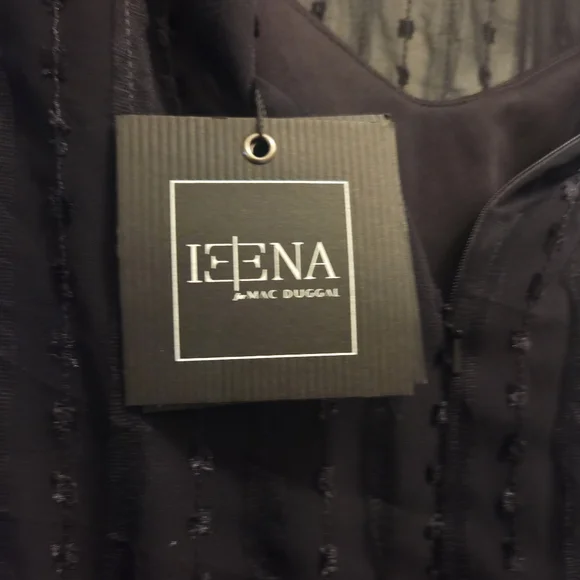 Ieena for Mac Duggal Black Embroidered Long Sleeve Ruffle Dress - Picture 2 of 10